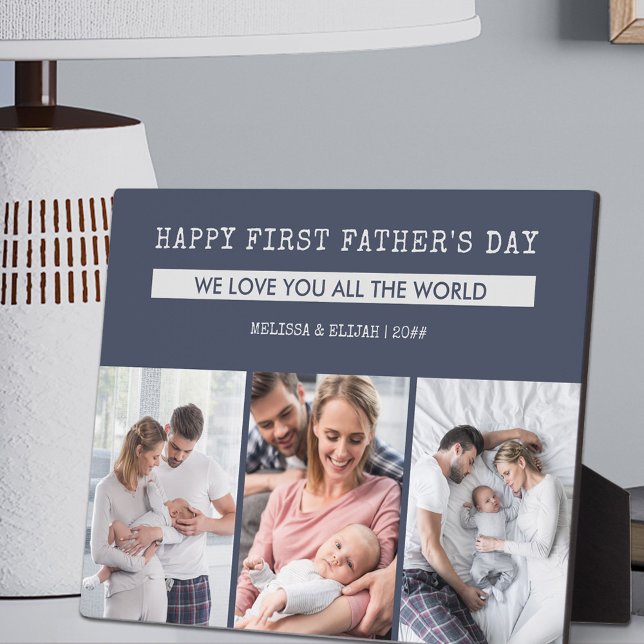 Happy First Fathers Day - 3 Photo Personalised Plaque (Creator Uploaded)