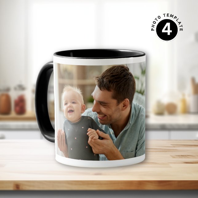 Happy First Father's Day 4 Photo Collage Black Mug (Creator Uploaded)