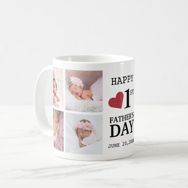 Happy First Father's Day 5 Photo Collage     Coffee Mug (Front Left)