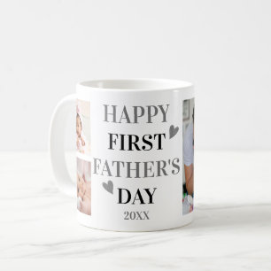 Happy First Father's Day 5 Photo Collage Silver   Coffee Mug