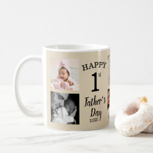 Happy First Father's Day 8 Photo Collage Template Coffee Mug