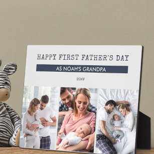 Happy First Fathers Day as Grandpa - 3 Photo Plaque