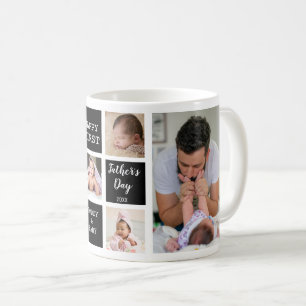 Happy First Father's Day Black 5 Photo Collage Coffee Mug
