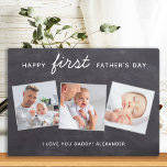 Happy First Father's Day Custom 3 Photo New Dad Plaque<br><div class="desc">Surprise dad this fathers day with a personalized 3 photo plaque. "Happy FIRST Fathers Day " Personalize this dad plaque with favorite photos, message and name.. Visit our collection for the best dad father's day gifts and personalized dad gifts. COPYRIGHT © 2020 Judy Burrows, Black Dog Art - All Rights...</div>