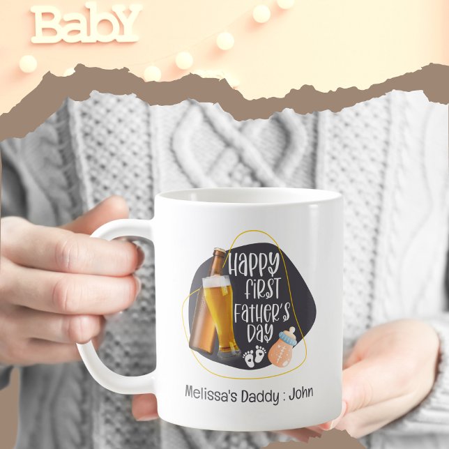 Happy First Father's Day Cute Playful Coffee Mug (Creator Uploaded)