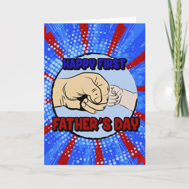 Happy First Father's Day Dad Grandpa Card Gifts (Front)