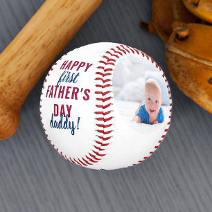 Happy First Father's Day Daddy 2 Photo White Baseball