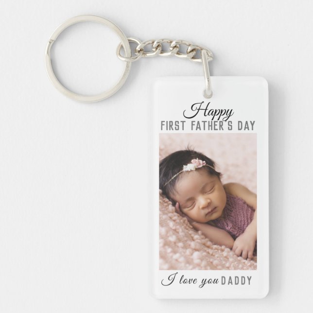 Happy First Father's Day Daddy Baby Photo  Key Ring (Front)