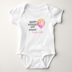 Happy First Fathers Day Girl Baby Bodysuit