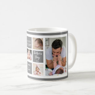 Happy First Father's Day Grey 5 Photo Collage Coffee Mug