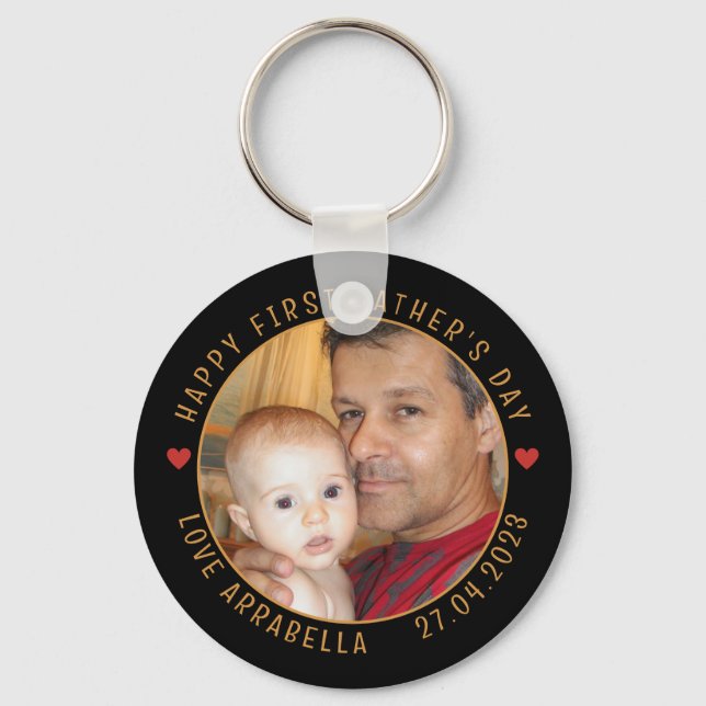 Happy First Father's Day Keepsake New Father Key Ring (Front)