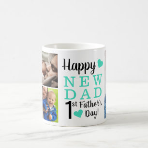 Happy First Father's Day New Dad 5 Photo Collage Coffee Mug