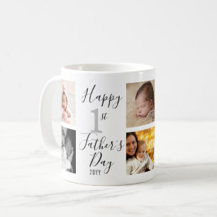 Happy First Father's Day New Dad 8 Photo Collage Coffee Mug