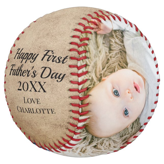 Happy First Fathers Day Personalised One of a Kind Softball (Angled)
