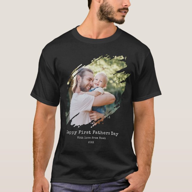 Happy First Fathers Day Personalised Photo T-Shirt (Front)