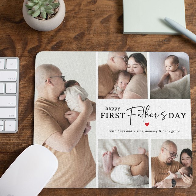 Happy First Father's Day' Photo Collage Keepsake Mouse Mat (Creator Uploaded)