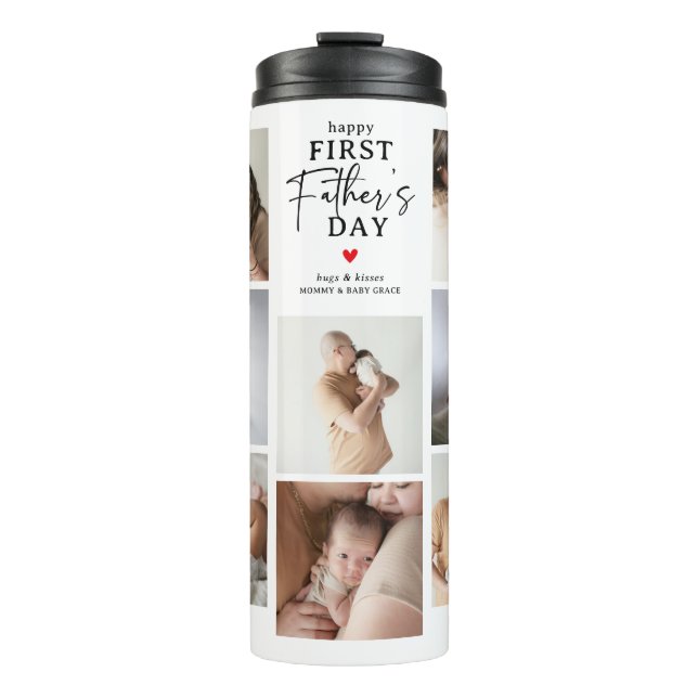 Happy First Father's Day' Photo Collage Keepsake Thermal Tumbler (Front)