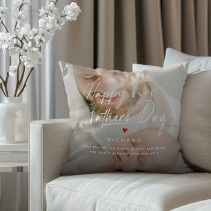 Happy First Father's Day Photo Collage & Quote Cushion