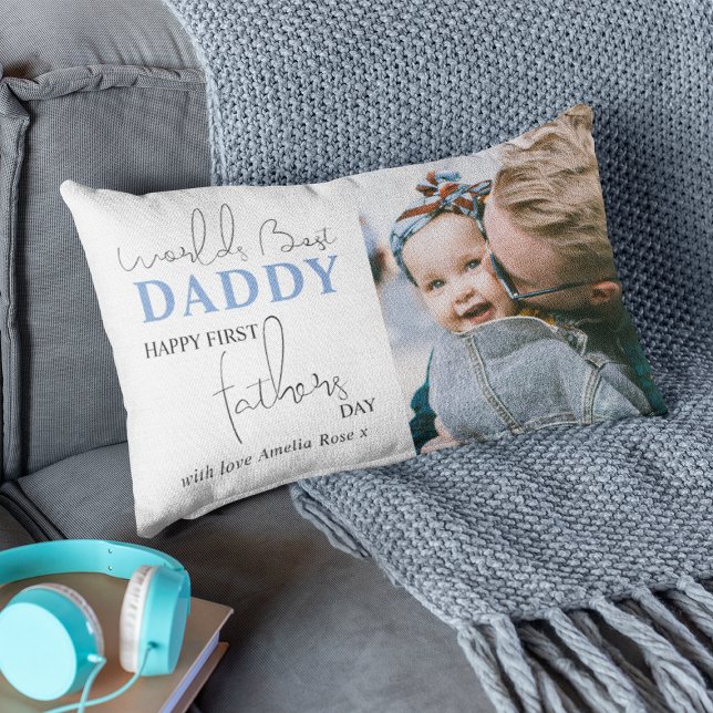 Happy First Fathers Day | Photo Lumbar Pillow (Creator Uploaded)
