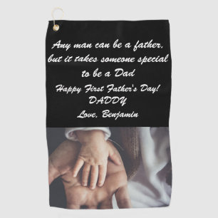 Happy First Father's Day Quote & Custom Photo Golf Towel