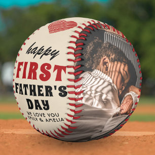 Happy First Father's Day Red Heart 2 Photo Softball