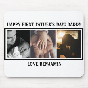 Happy First Father's Day Typography  Custom Photo  Mouse Mat