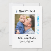Happy First Father's Day Typography Photo Greeting
