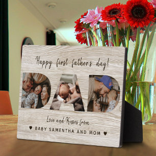 Happy First Father's Day Wood 3 Photo Collage DAD Plaque