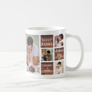 Happy First Father's Day Wood 8 Photo Collage Coffee Mug