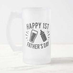 Happy First Father's Day word art Frosted Glass Beer Mug