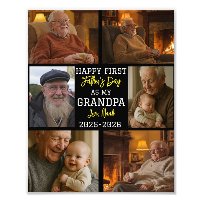 Happy First Grandpa Day Photo Collage (Front)