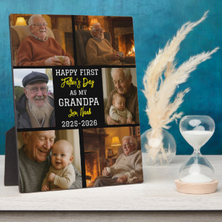 Happy First Grandpa Day Photo Collage Plaque
