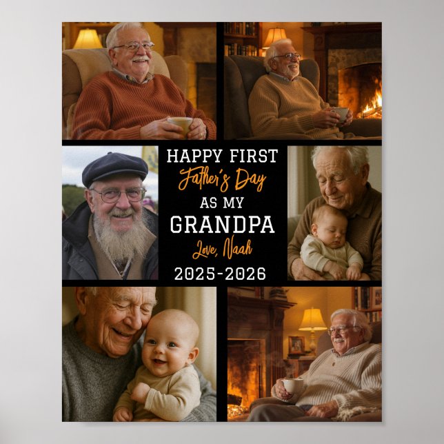 Happy First Grandpa Day Photo Collage Poster (Front)
