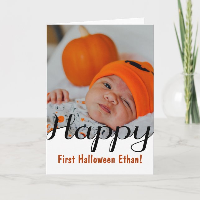 Happy First Halloween custom baby photo Card (Front)