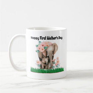 happy first mother day cute elephant coffee mug
