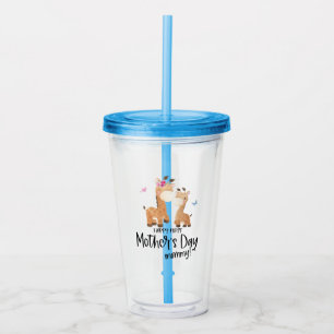 Happy First Mother’s Day 🦒 Giraffe + Butterflies Acrylic Tumbler