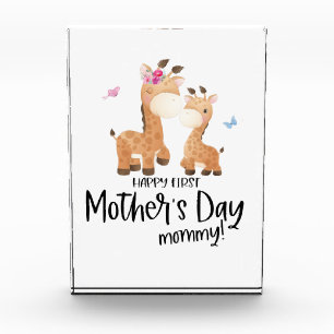 Happy First Mother’s Day 🦒 Giraffe + Butterflies Photo Block
