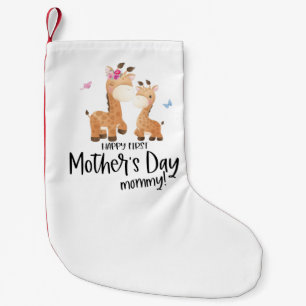 Happy First Mother’s Day 🦒 Giraffe + Butterflies Small Christmas Stocking
