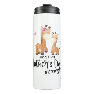 Happy First Mother’s Day 🦒 Giraffe + Butterflies Thermal Tumbler