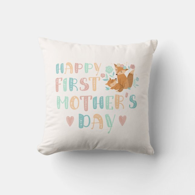 Happy First Mothers Day 1st Time Mum Boho  Cushion (Front)