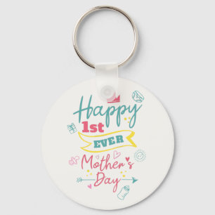 Happy First Mothers Day 1st Time Mum Cute Key Ring
