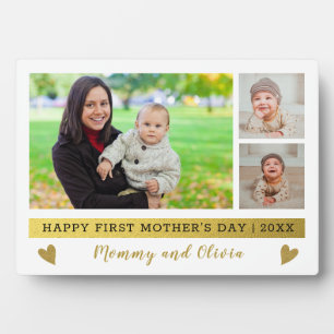 Happy First Mother's Day 3 Photo Collage Plaque