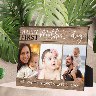 Happy First Mother's Day 3 Photo Collage Wood  Plaque