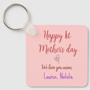 Happy first mothers day add name text mommy heart key ring