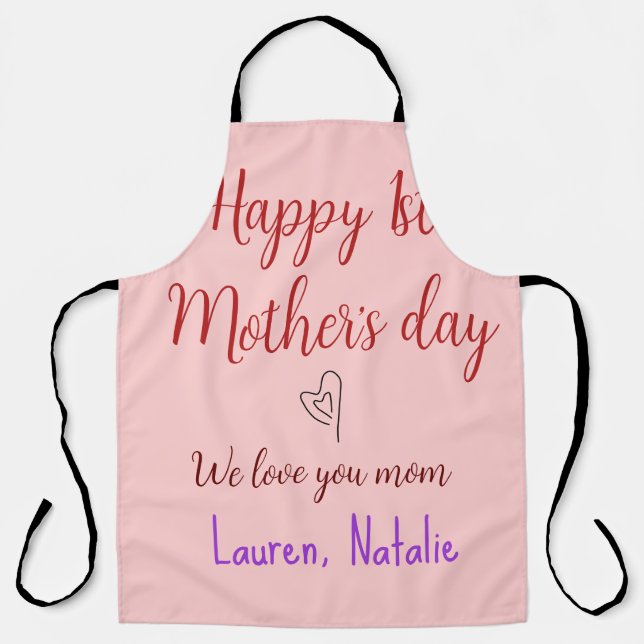 Happy first mothers day add name text mummy heart apron (Front)
