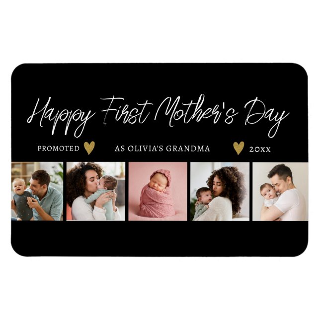 Happy First Mothers Day As Grandma 5 Photo Collage Magnet (Horizontal)