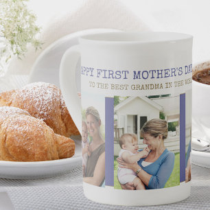Happy First Mother's Day Best Grandma 4 Photo Bone China Mug