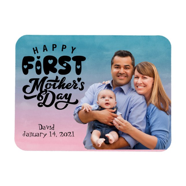 Happy First Mother's Day Custom Photo Magnet (Horizontal)