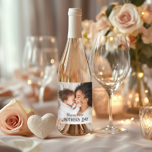 Happy First Mother's Day Custom Photo Wine Label