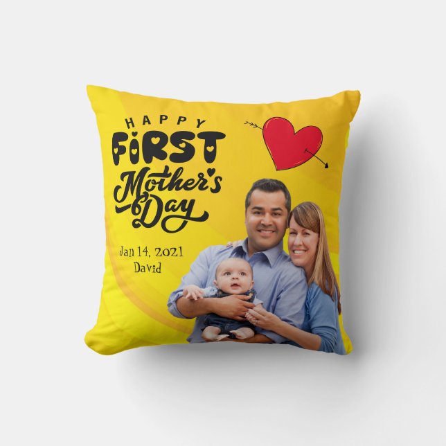 Happy First Mother's Day Custom Throw Pillow (Front)